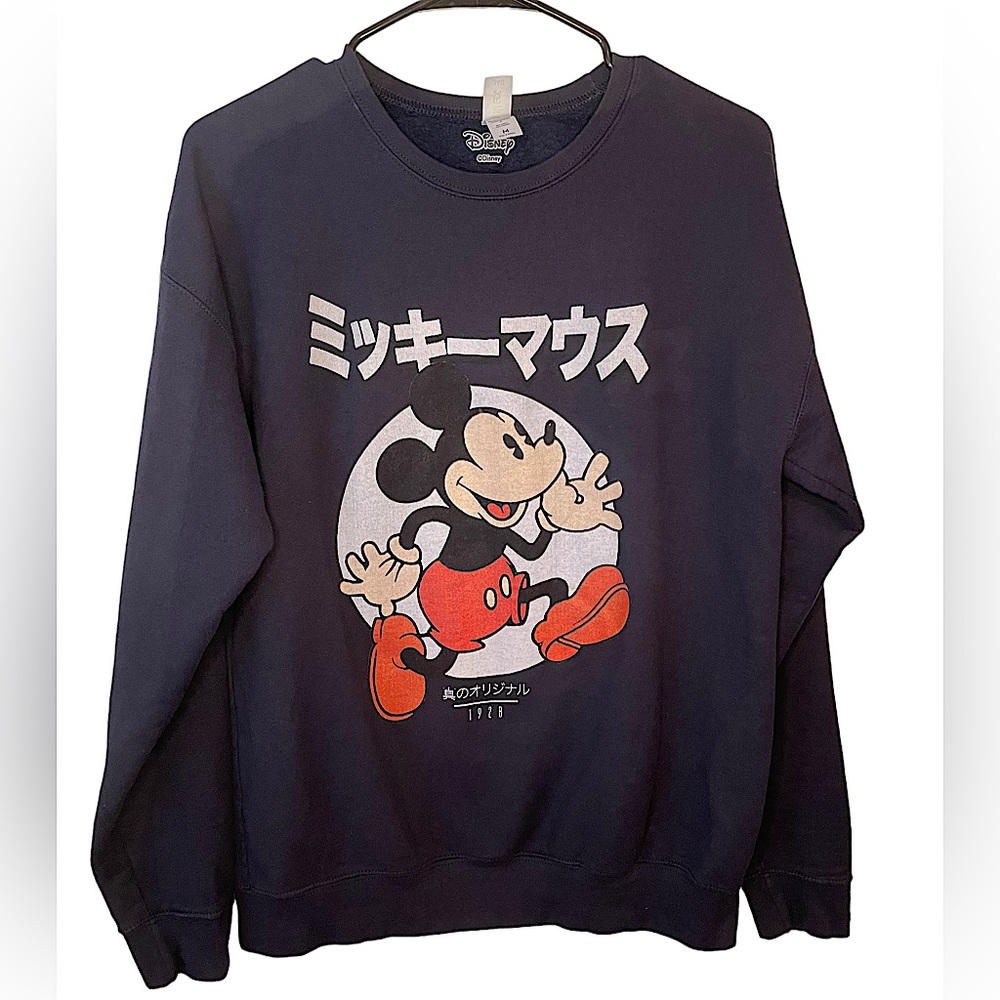 Disney Mickey Mouse Kanji Vintage Logo 1928 Sweatshirt Dark Blue Medium